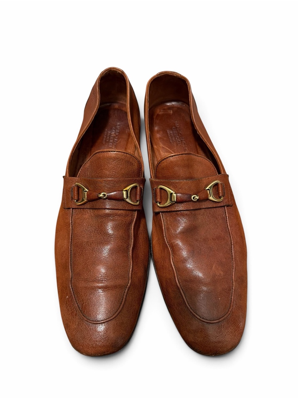 Mario Fagni Gucci Inspired Brown Leather Horsebit Loafers in Sz 44